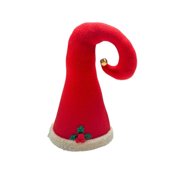 Other - Santa Claus Hat Elf Tree Topper Christmas Vtg Bell Holiday